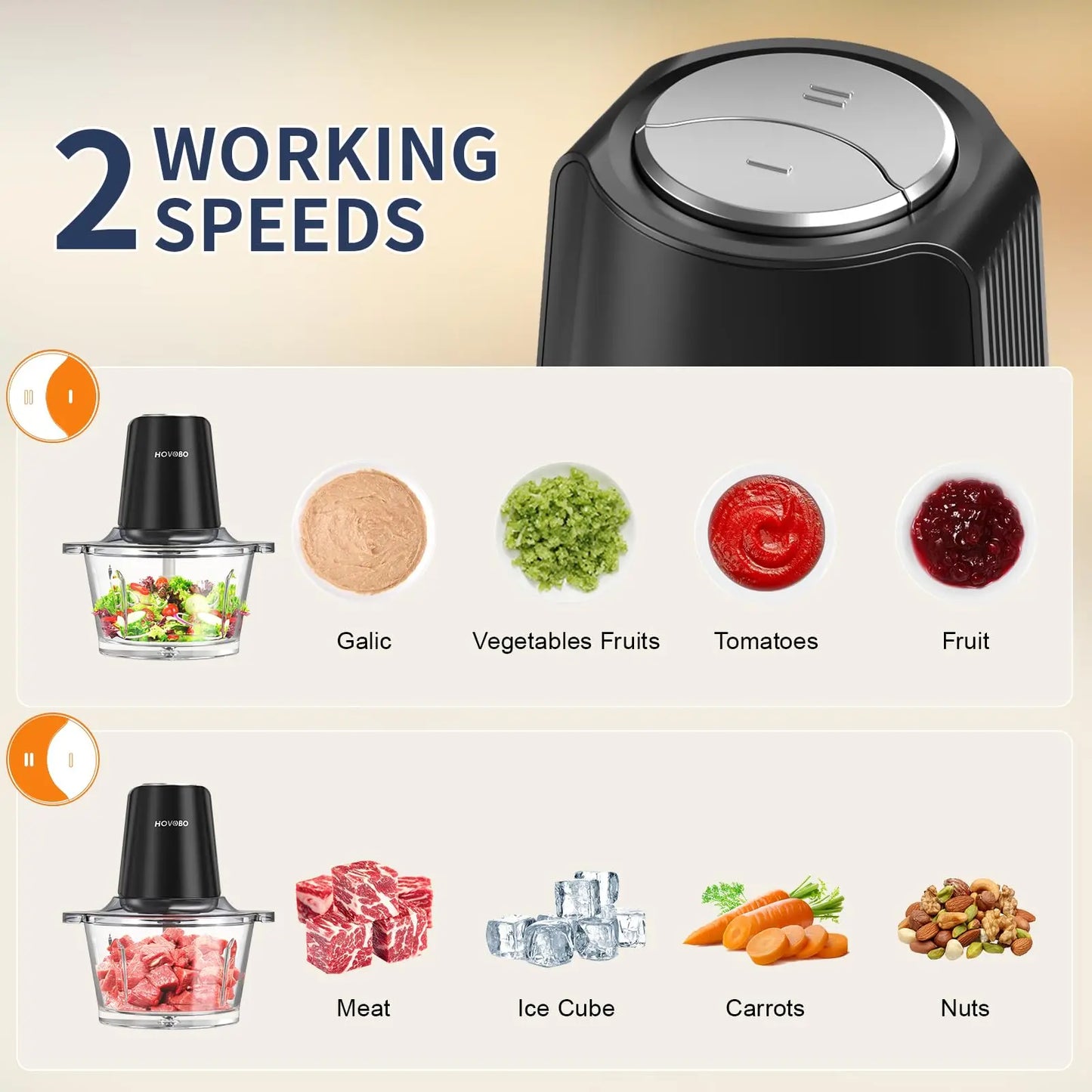 Electric Food Processor 500W Meat Grinder Food Chopper 2 Speed Kitchen Cutter for Vegetables