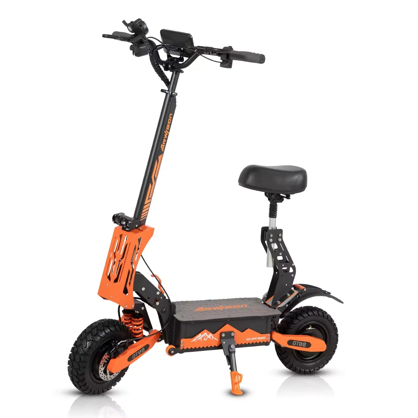 Arwibon 5600W Adult Electric Scooter Dual Motor Top Speed 46MPH 60V 27AH 11 Inch Off Road Tires Sport Folding eScooter with Seat