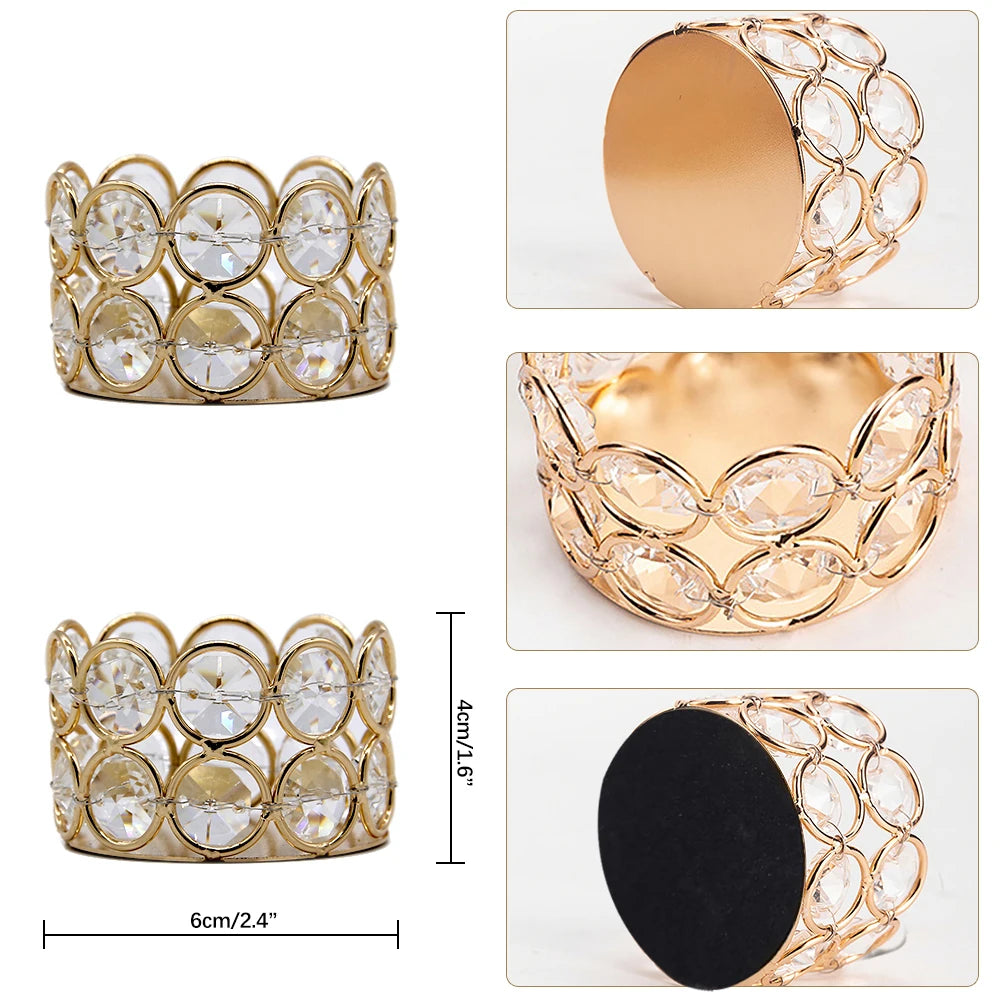 24PCS Crystal Gold Votive Candle Holders Elegant Decorative Tealight Holders for Weddings Parties and Christmas Gifts