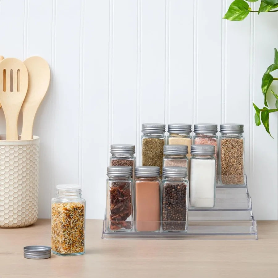 3 Tier Spice Rack Organizer Clear Storage Shelf for Kitchen Bathroom Bedroom and Office Home Storage and Organization