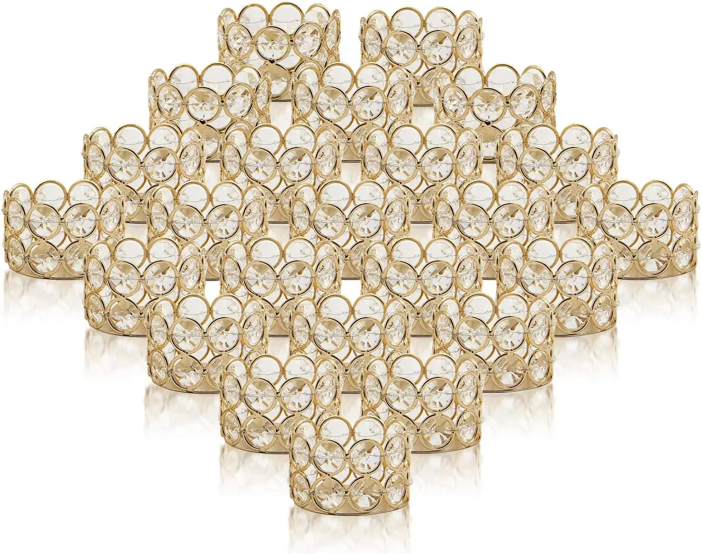 24PCS Crystal Gold Votive Candle Holders Elegant Decorative Tealight Holders for Weddings Parties and Christmas Gifts
