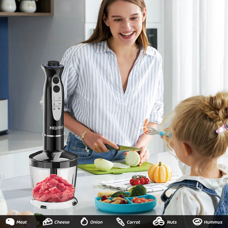 Hand Blender Immersion Blender with 2 Mixing Speeds Electric Handheld Blender Portable Stick Mixer with Stainless Steel Blades
