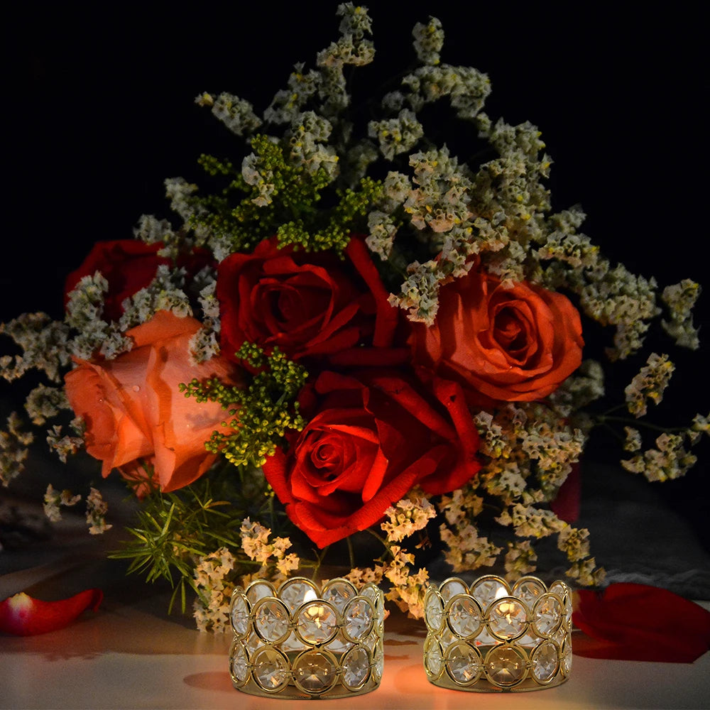 24PCS Crystal Gold Votive Candle Holders Elegant Decorative Tealight Holders for Weddings Parties and Christmas Gifts
