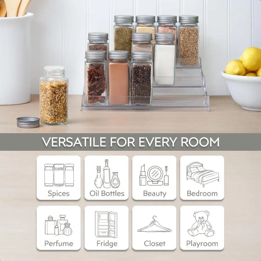 3 Tier Spice Rack Organizer Clear Storage Shelf for Kitchen Bathroom Bedroom and Office Home Storage and Organization