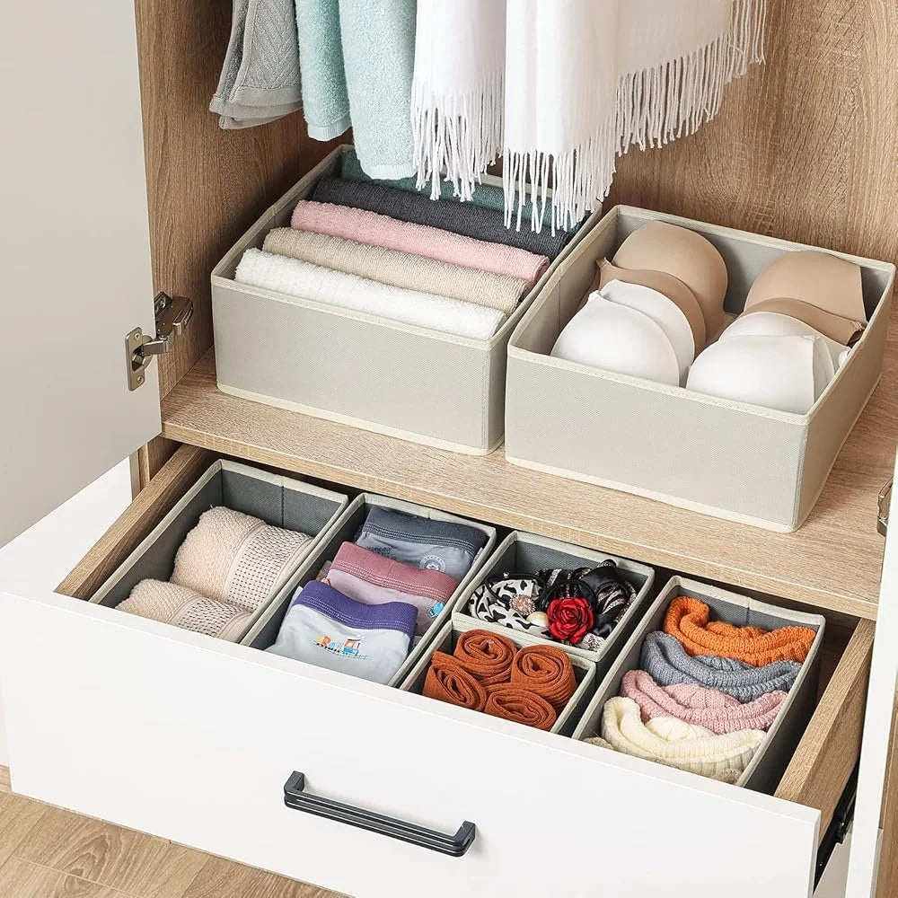 6 Pack Foldable Drawer Organizers for Clothes Dresser Storage Bins Ideal for Socks Underwear Towels and Baby Products