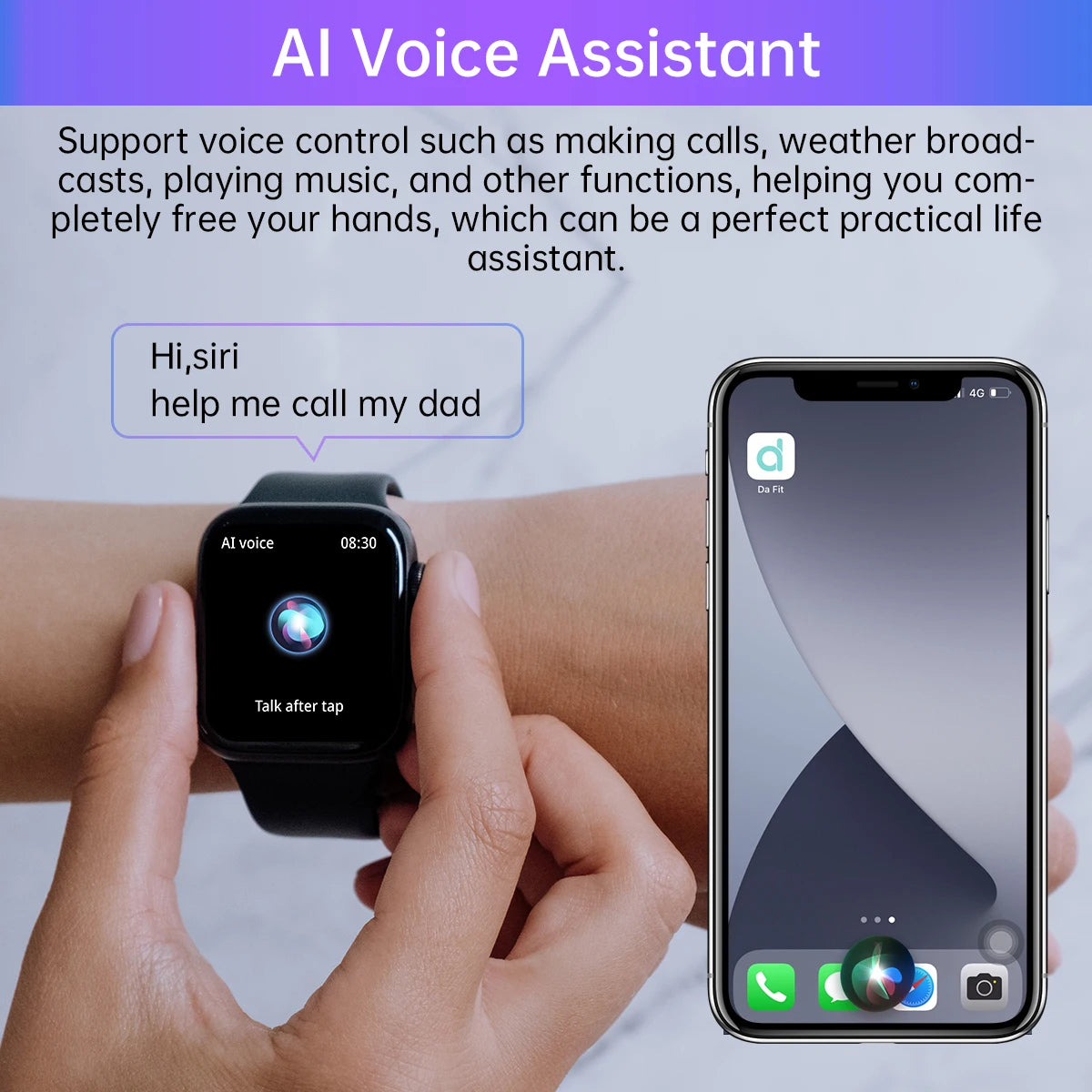 Mart Smart Watch with 1.9 Inch Full Touch Screen for Android and iOS Phones 123 Sport Modes Voice Assistant Fitness Tracker