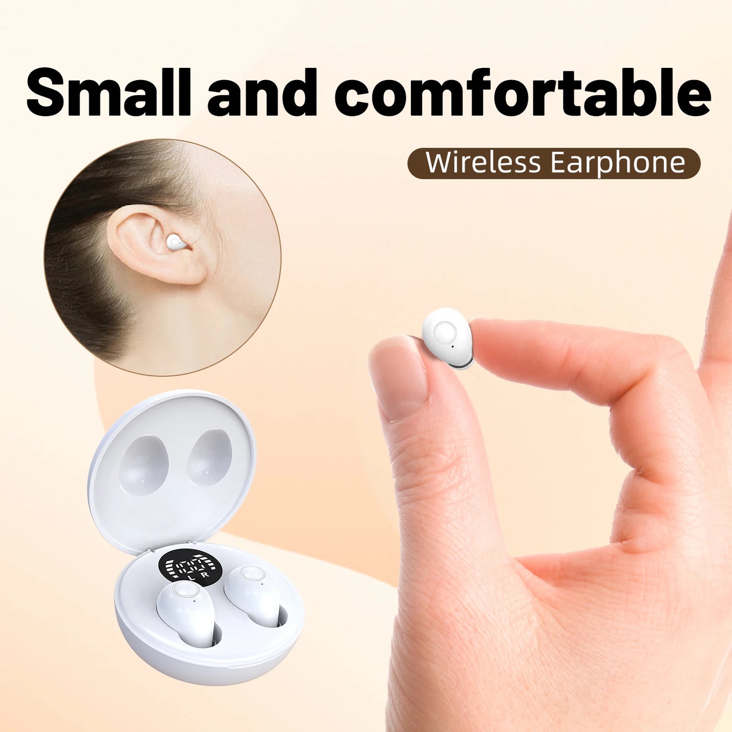 SK Mini Wireless Bluetooth Headset Small Sleeping Sports Invisible Earbuds with HD HIFI Bass Sound Quality