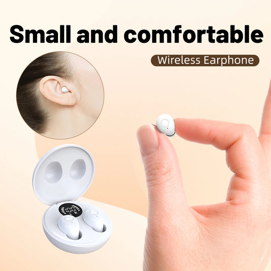SK Mini Wireless Bluetooth Headset Small Sleeping Sports Invisible Earbuds with HD HIFI Bass Sound Quality