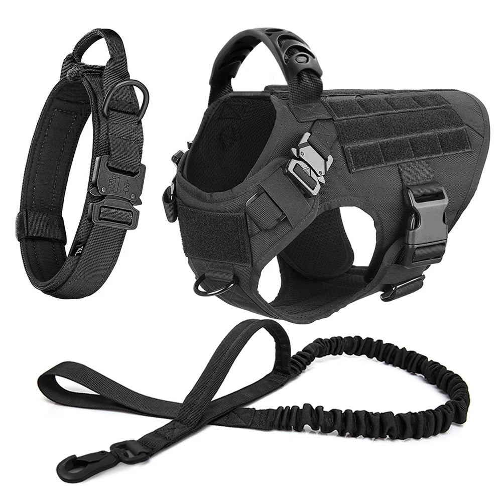 Large Dog Harness and Leash Set for German Shepherd and Malinois Training Walking Vest for Medium and Large Dogs