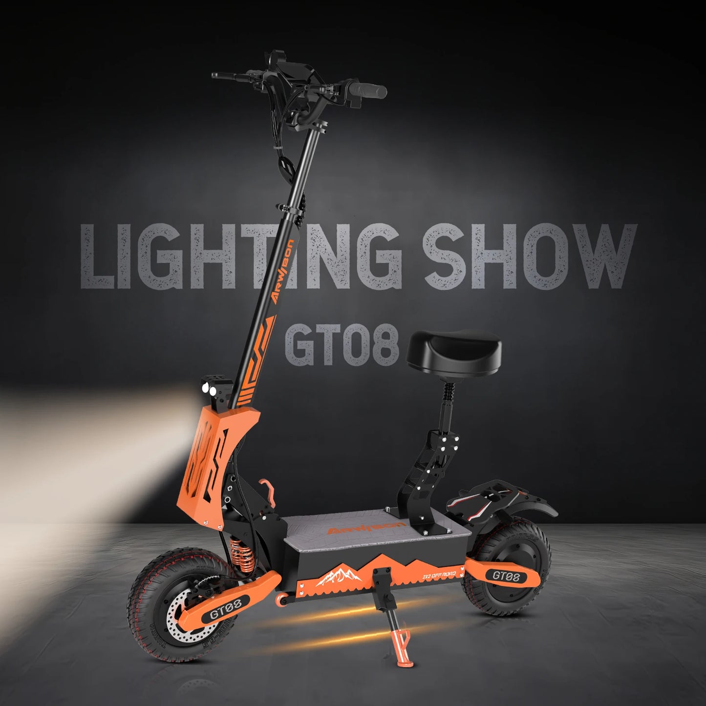 Arwibon 5600W Adult Electric Scooter Dual Motor Top Speed 46MPH 60V 27AH 11 Inch Off Road Tires Sport Folding eScooter with Seat