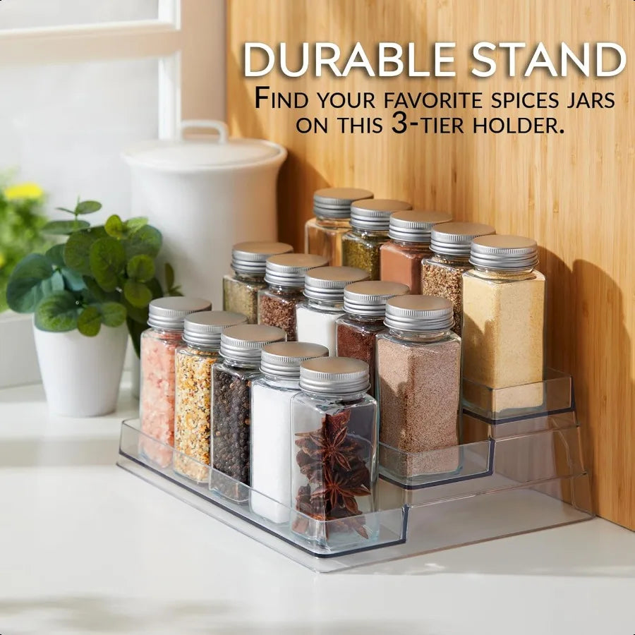3 Tier Spice Rack Organizer Clear Storage Shelf for Kitchen Bathroom Bedroom and Office Home Storage and Organization