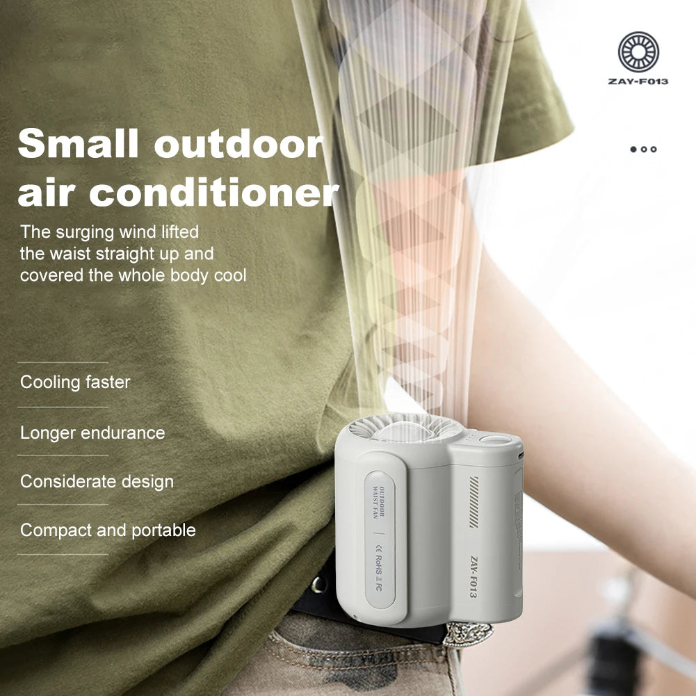 Portable Waist Fan Rechargeable Wearable Neck Fan Hands-Free Clip On Body Fan with LED Lights