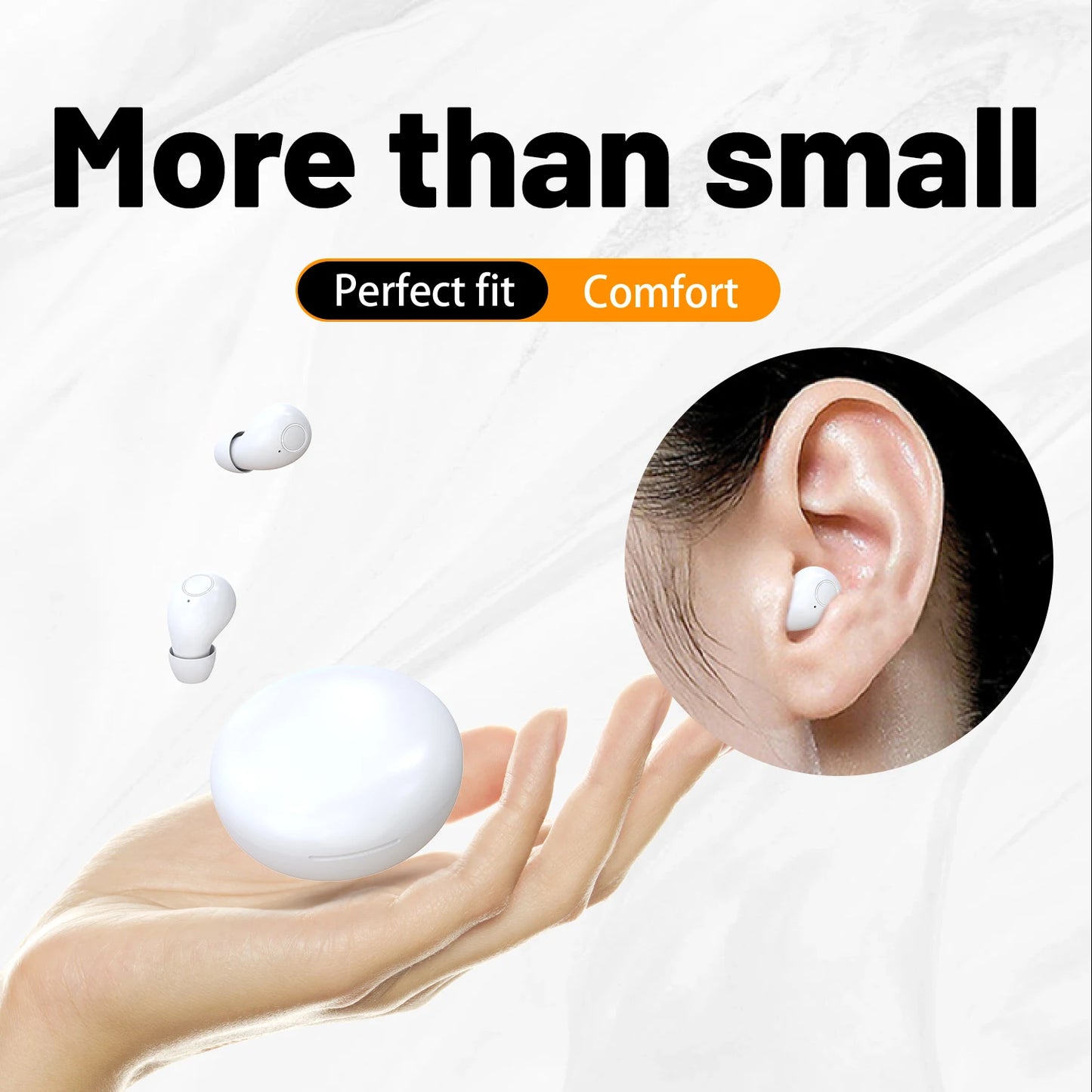 SK Mini Wireless Bluetooth Headset Small Sleeping Sports Invisible Earbuds with HD HIFI Bass Sound Quality