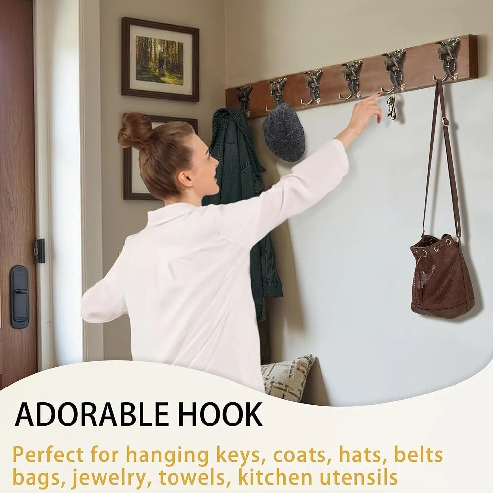 Cute Flying Pig Wall Hook Double Coat Key Hat Towel Zinc Alloy Rustic Decorative Multi Purpose Hook Home Organization