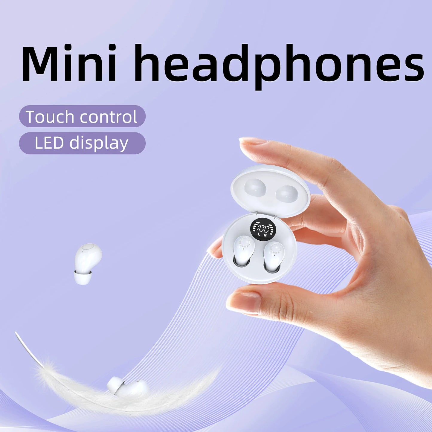 SK Mini Wireless Bluetooth Headset Small Sleeping Sports Invisible Earbuds with HD HIFI Bass Sound Quality