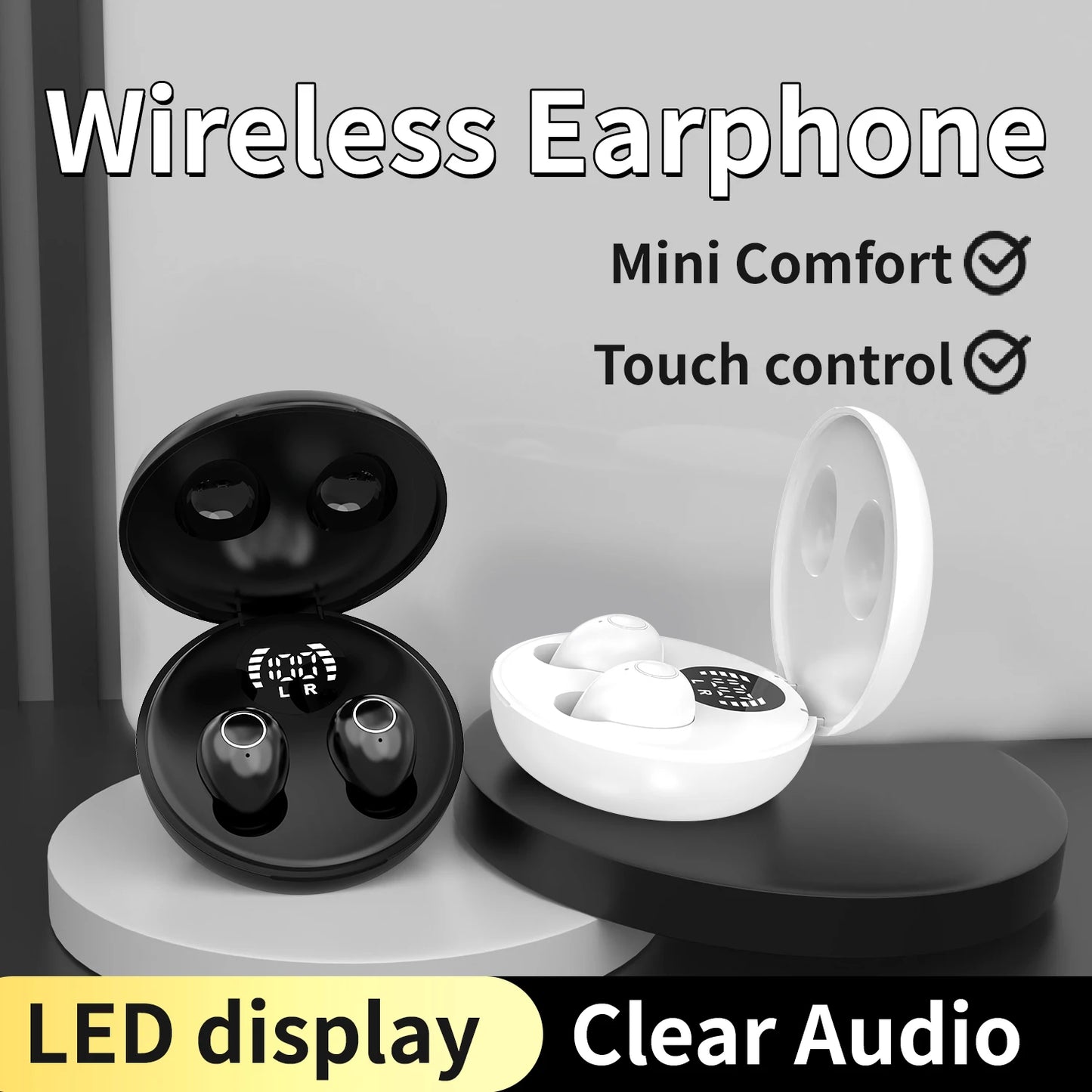 SK Mini Wireless Bluetooth Headset Small Sleeping Sports Invisible Earbuds with HD HIFI Bass Sound Quality