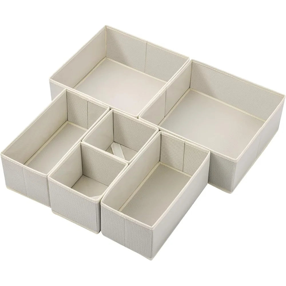 6 Pack Foldable Drawer Organizers for Clothes Dresser Storage Bins Ideal for Socks Underwear Towels and Baby Products
