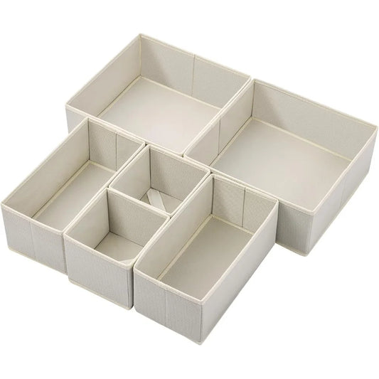 6 Pack Foldable Drawer Organizers for Clothes Dresser Storage Bins Ideal for Socks Underwear Towels and Baby Products
