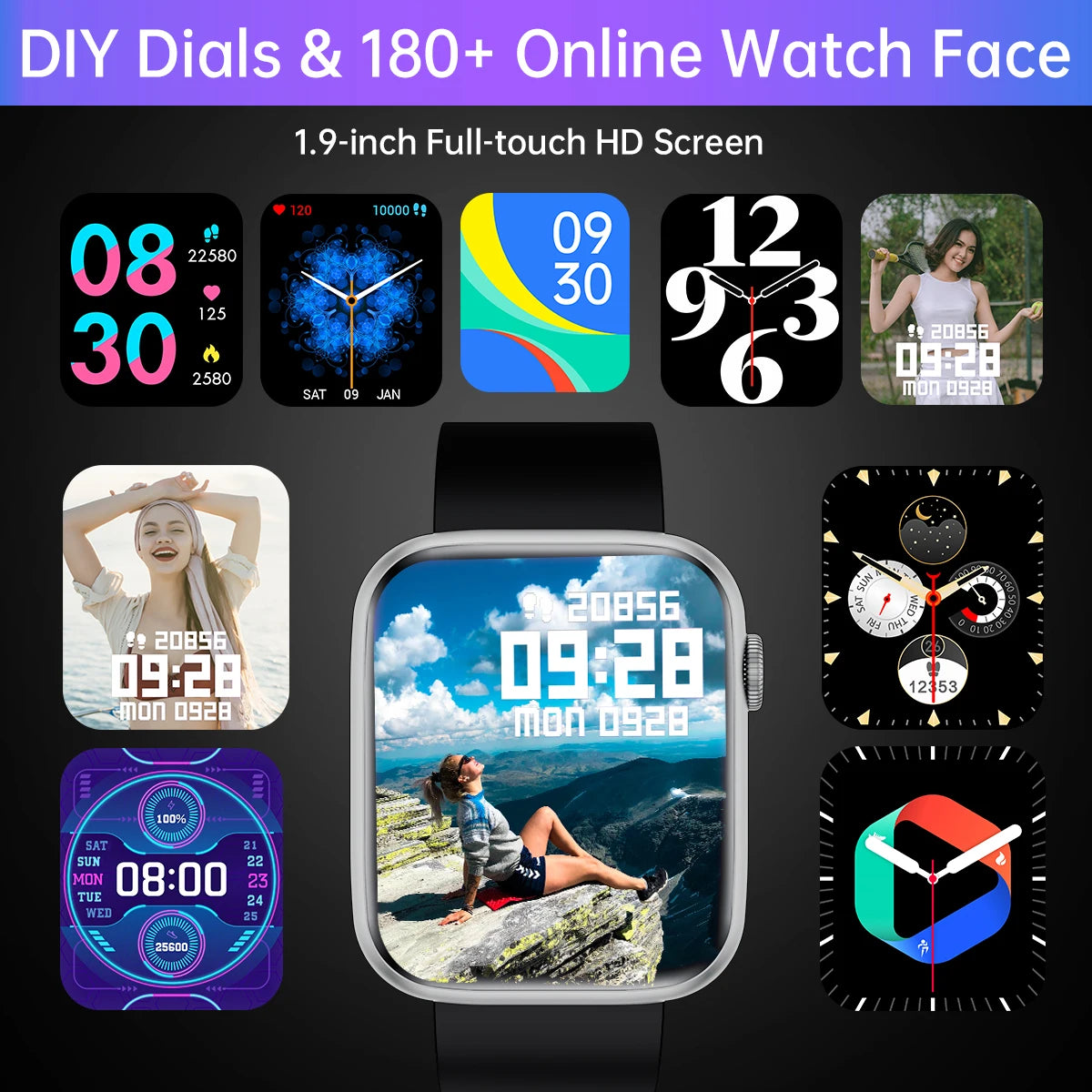 Mart Smart Watch with 1.9 Inch Full Touch Screen for Android and iOS Phones 123 Sport Modes Voice Assistant Fitness Tracker
