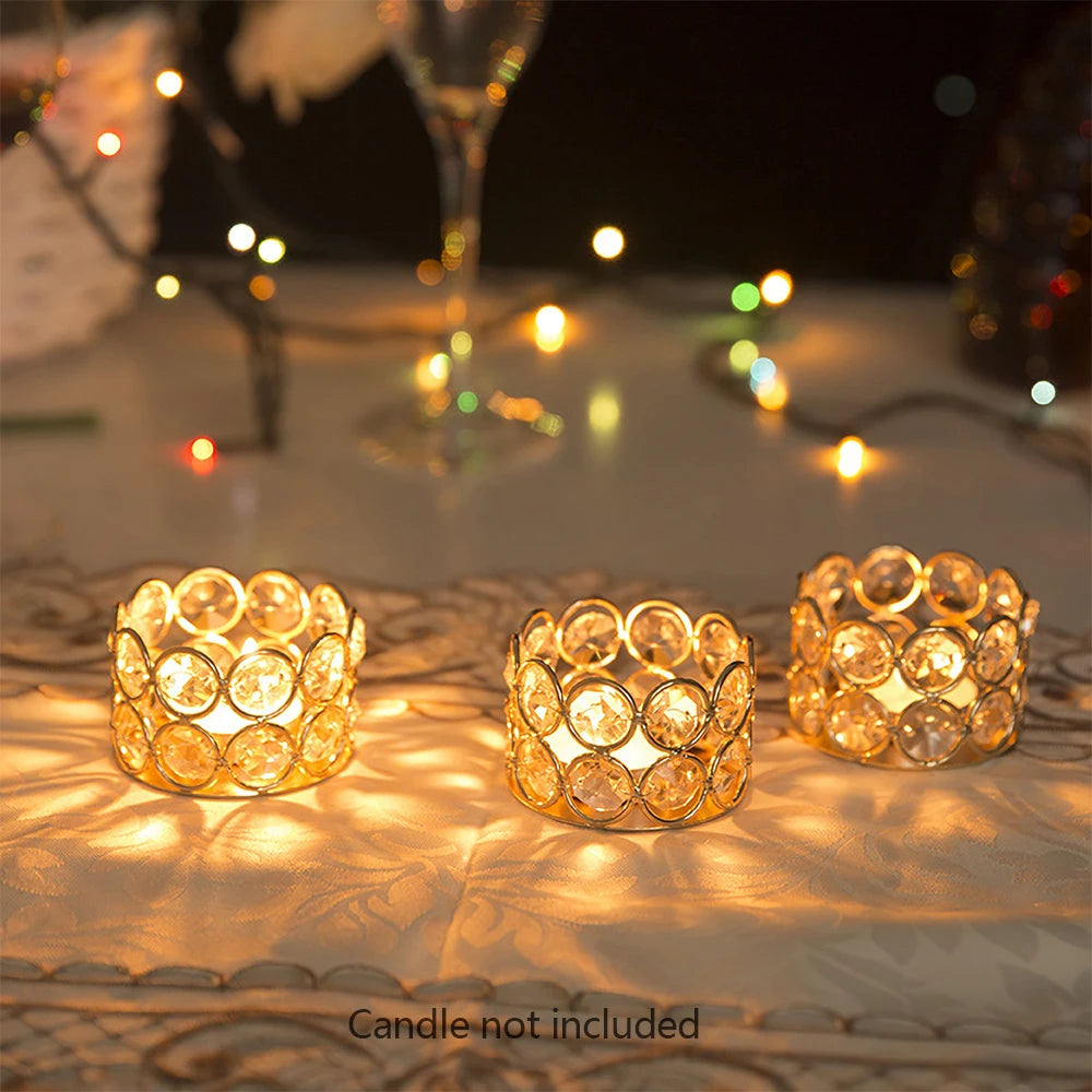 24PCS Crystal Gold Votive Candle Holders Elegant Decorative Tealight Holders for Weddings Parties and Christmas Gifts
