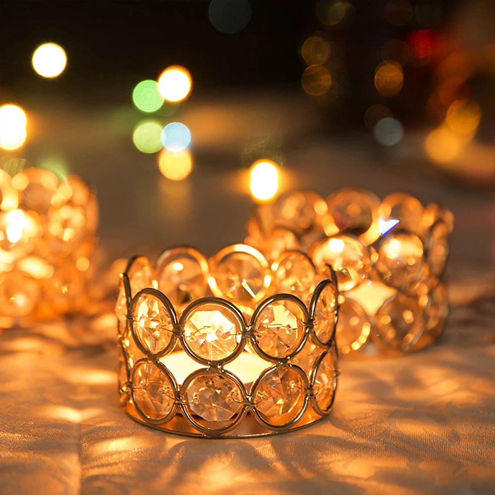 24PCS Crystal Gold Votive Candle Holders Elegant Decorative Tealight Holders for Weddings Parties and Christmas Gifts
